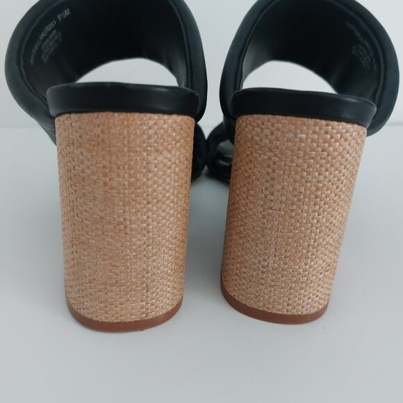 STEVE MADDEN Leather Sandals Sz 8.5 Black Padded Strap Block Heel Brazil REVOLVE - Picture 10 of 16